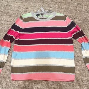 Talbots Colorful Striped Crew Neck Sweater